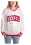Main image for Womens Nebraska Cornhuskers White Gameday Social Allen Chenille Crew Sweatshirt