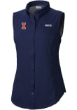 Main image for Womens Illinois Fighting Illini Navy Blue Columbia Heat Seal Omni Wick Tamiami Polo Shirt