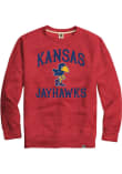 Main image for Rally Kansas Jayhawks Mens Red Triblend 1912 Jayhawk Number One Long Sleeve Fashion Sweatshirt