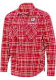 Main image for Mens Wisconsin Badgers Red Antigua Private Long Sleeve Dress Shirt