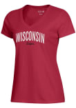 Main image for Wisconsin Badgers Red Gear for Sports Arch Script Mascot Mia Short Sleeve T-Shirt