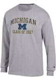 Main image for Mens Michigan Wolverines Grey Champion Font Class of 2027 Jersey Tee