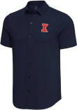 Main image for Mens Illinois Fighting Illini Navy Blue Antigua Nobel Short Sleeve Dress Shirt