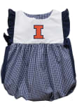 Main image for Baby Girls Illinois Fighting Illini Navy Blue Vive La Fete Gingham Bubble Short Sleeve Dress