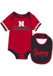 Main image for Baby Nebraska Cornhuskers Red Colosseum "The Gift" One Piece with Bib Set