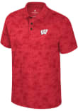 Main image for Mens Wisconsin Badgers Red Colosseum Fremen Palm Short Sleeve Polo Shirt