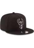 Milwaukee Bucks New Era BLACK 9FIFTY Snapback Hat - 59001837
