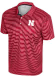 Main image for Mens Nebraska Cornhuskers Red Colosseum Staff Striped Short Sleeve Polo Shirt