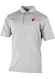Main image for Mens Wisconsin Badgers Grey Columbia Heat Seal Double Hit Short Sleeve Polo Shirt