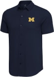 Main image for Mens Michigan Wolverines Navy Blue Antigua Nobel Short Sleeve Dress Shirt