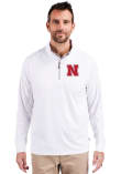 Main image for Mens Nebraska Cornhuskers White Cutter and Buck Adapt Eco Knit Qtr Zip Pullover