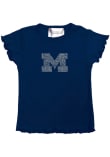 Main image for Girls Navy Blue Michigan Wolverines Lettuce Edge Short Sleeve Fashion T-Shirt