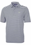 Main image for Mens Akron Zips Navy Blue Cutter and Buck Virtue Stripe Pique Short Sleeve Polo Shirt
