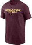 Main image for Central Michigan Chippewas Maroon Nike Stacked Name Short Sleeve T Shirt
