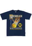 Main image for Michigan Wolverines Navy Blue SLAM Basketball Hoops Heavyweight Short Sleeve T Shirt