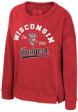 Main image for Womens Wisconsin Badgers Red Colosseum Washed Crew Sweatshirt