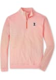 Main image for Mens Illinois Fighting Illini Orange Peter Millar Perth Sugar Stripe Qtr Zip Pullover