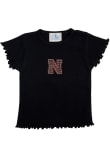 Main image for Girls Black Nebraska Cornhuskers Lettuce Edge Short Sleeve Fashion T-Shirt