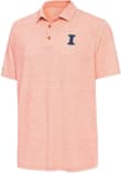 Main image for Mens Illinois Fighting Illini Orange Antigua Distressed Stripe Short Sleeve Polo Shirt
