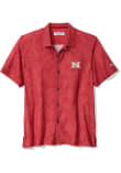 Main image for Mens Nebraska Cornhuskers Red Tommy Bahama Saltwater Fronds Short Sleeve Dress Shirt