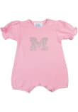 Main image for Baby Pink Michigan Wolverines Clear Stones Short Sleeve One Piece