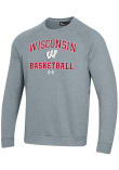 Main image for Mens Wisconsin Badgers Grey Under Armour Basketball Rival Crew Sweatshirt