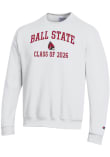 Main image for Mens Ball State Cardinals White Champion Primary Class of 2026 Powerblend Crew Sweatshirt