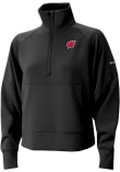 Main image for Womens Wisconsin Badgers Black Columbia Heat Seal Wickham Hills Qtr Zip Pullover