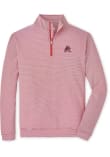 Main image for Peter Millar Arkansas Razorbacks Mens Cardinal Perth Sugar Stripe Long Sleeve Qtr Zip Pullover