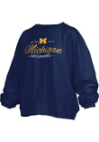 Main image for Womens Michigan Wolverines Navy Blue Pressbox Alexus Script Crew Sweatshirt