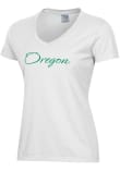Main image for Womens Oregon Ducks White ComfortWash Script Name Garment Dyed Short Sleeve T-Shirt