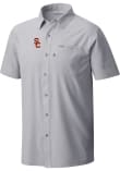 Main image for Mens USC Trojans Grey Columbia Heat Seal Slack Tide Camp Short Sleeve Dress Shirt