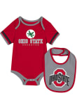 Main image for Baby Ohio State Buckeyes Red Colosseum "The Gift" One Piece with Bib Set