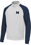 Main image for Mens Michigan Wolverines Navy Blue Antigua Urgent Colorblock Qtr Zip Pullover