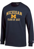 Main image for Mens Michigan Wolverines Navy Blue Champion Font Class of 2027 Jersey Tee