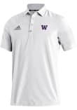 Main image for Mens Washington Huskies White Adidas Heat Seal Stadium Coaches Short Sleeve Polo Shirt