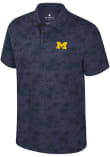 Main image for Mens Michigan Wolverines Navy Blue Colosseum Fremen Palm Short Sleeve Polo Shirt