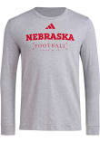 Main image for Mens Nebraska Cornhuskers Grey Adidas Locker Practice Football Long Sleeve T-Shirt