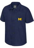 Main image for Mens Michigan Wolverines Navy Blue Colosseum Duncan Camp Short Sleeve Dress Shirt