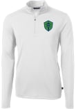 Main image for Cutter and Buck Seattle Sounders FC Mens White Virtue Eco Pique Long Sleeve Qtr Zip Pullover