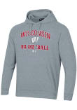 Main image for Mens Wisconsin Badgers Grey Under Armour Basketball Rival Hooded Sweatshirt