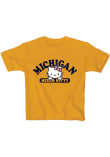 Main image for Girls Michigan Wolverines Yellow Blue 84 Hello Kitty Team Wordmark Short Sleeve T-Shirt