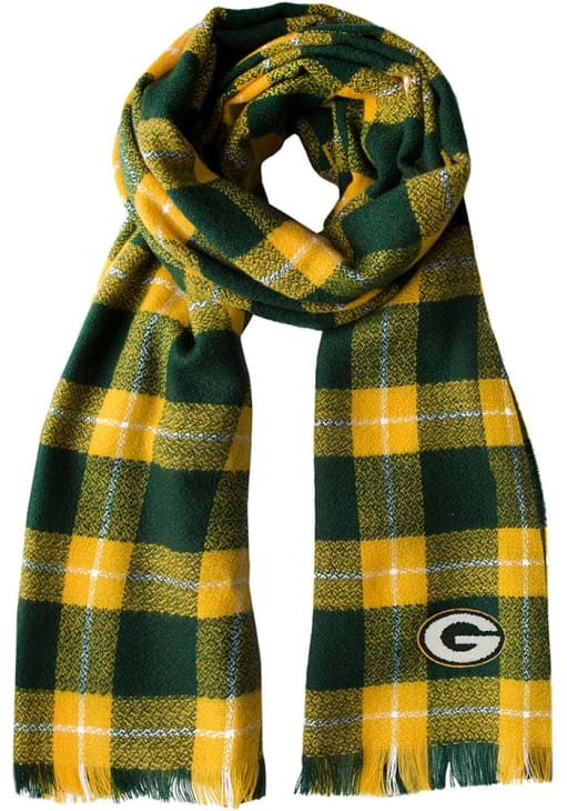 Green Bay Packers GREEN Plaid Blanket Womens Scarf - 1040477
