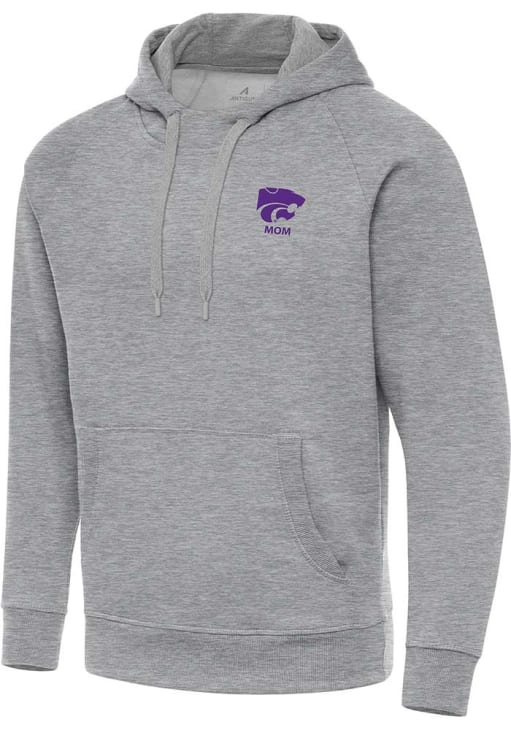 Antigua Mens GREY HEATHER K-State Wildcats Victory Mom Hoodie