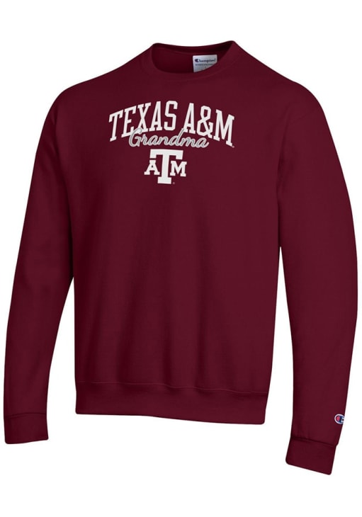 Champion Texas A&M Aggies Mens MAROON Grandma Script Powerblend Crew ...