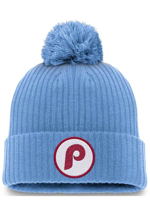 Vintage Philadelphia Phillies Patch Cable Knit Pom Pom Hat Philadelphia Phillies Royal Block Sweep Cuffed Knit Hat with Pom main image 2