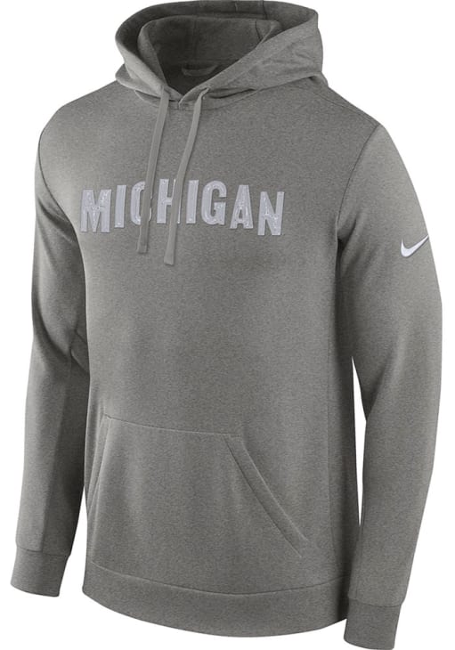 Nike Michigan Wolverines Mens GREY Twill Club Fleece Hoodie - 12554494