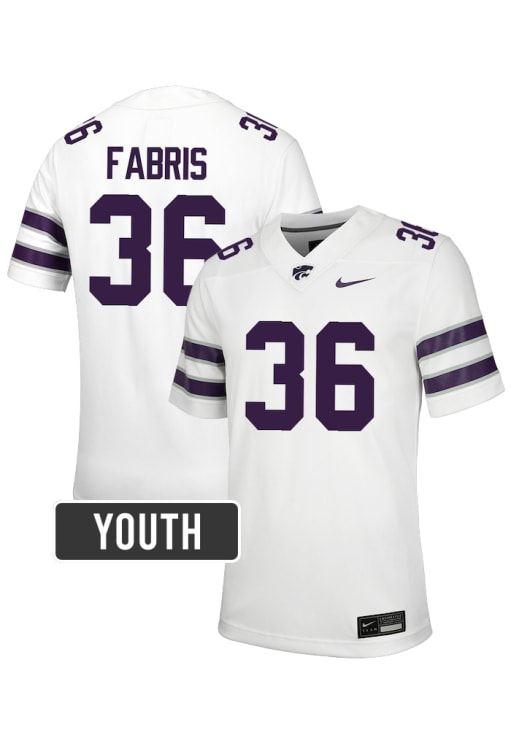 K-State Wildcats Jack Fabris Youth NIL Name And Number White Nike
