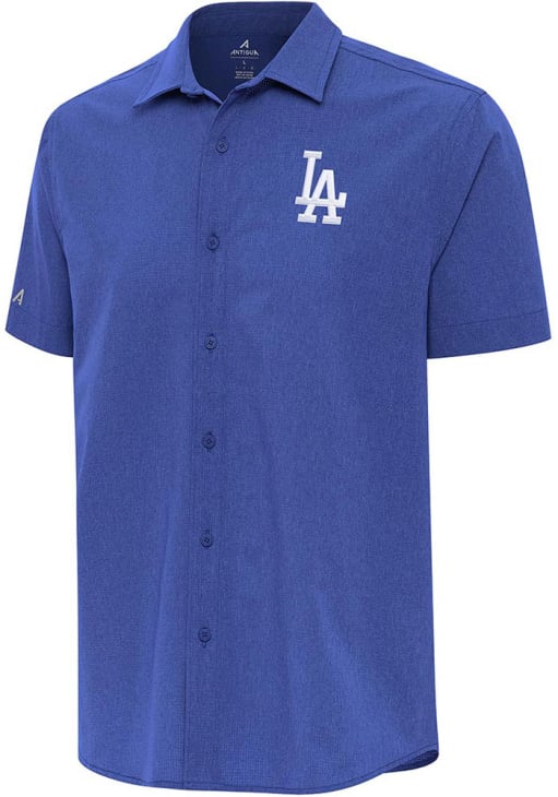 dodgers dress shirt Los Angeles Dodgers Mens Antigua Short Sleeve DARK ROYAL Activate Button  Down Shirt