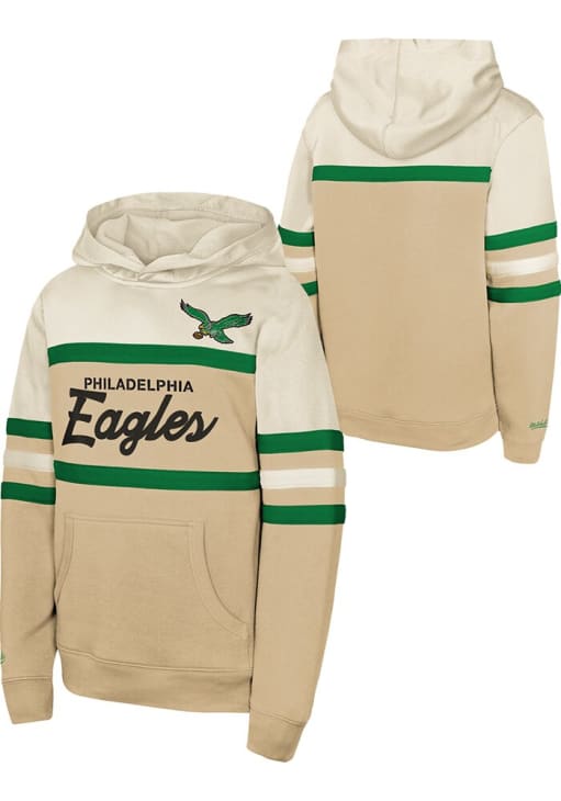 Mitchell and Ness Philadelphia Eagles Boys CREAM Head Coach Hoodie